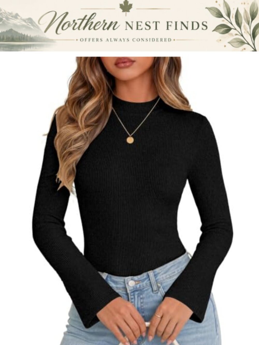 Women Ribbed Mock Neck Long Sleeve Top Slim Fit Thermal Pullover